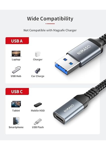 USB A'dan USB C'ye Dişi Adaptör [2'li Paket], USB C Dişi - USB 3.0 Erkek Kablo, USB Tip C Adaptör iPhone 11/12 Pro Max, Samsung Galaxy S20/S21/NOTE 20, Huawei P40, Google Pixel ile Uyumlu indirimleri