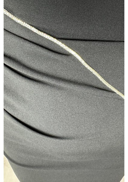 G1288 Taş ve Drape Detaylı Kolsuz Elbise Siyah fiyatları