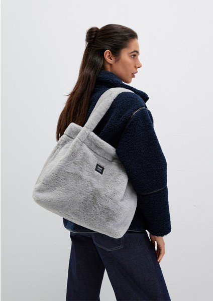 Gri Peluş Omuz Çantası 197617-85550