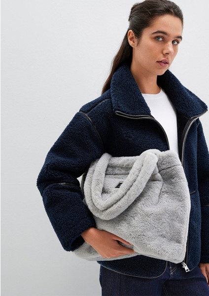 Gri Peluş Omuz Çantası 197617-85550