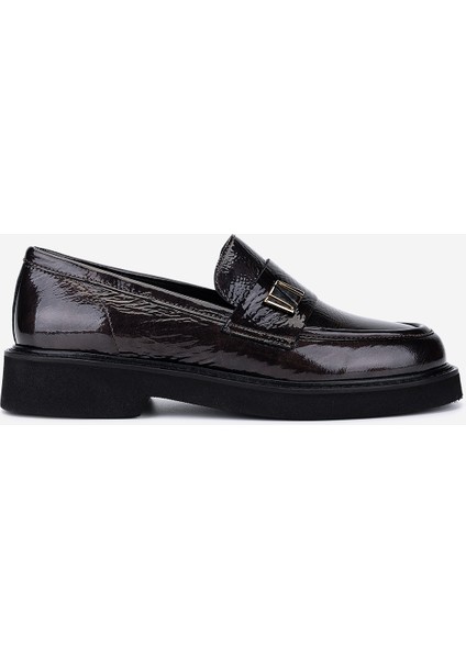 Kadın Hakiki Deri Kahverengi Loafer Ayakkabı 294 13594 Bn Ayk SK25-26 Coffee Puffy