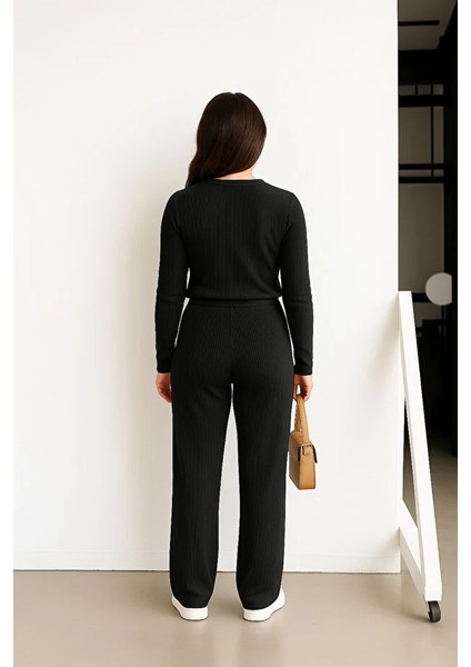 Kadın Fitilli Uzun Kollu Esnek Palazzo Paça Alt Üst Takım fiyatları