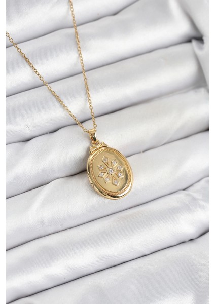 316L Çelik Zincir Gold Renk Kapaklı Açılabilir Model Kadın Kolye