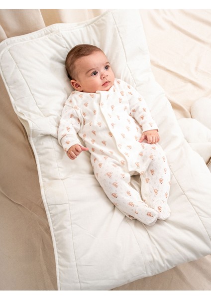 Jakarlı Baskılı Patikli Pamuklu Bebe Tulumu fiyatları