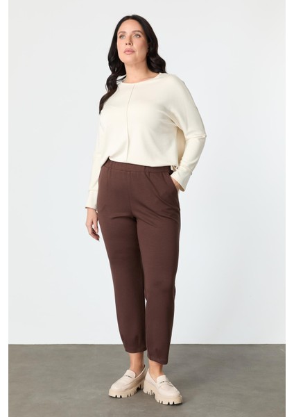 Büyük Beden Modal Pantolon-Kahve modelleri