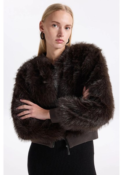 Kadın Onlmanny Suni Kürklü Mont 15322405 Antrasit