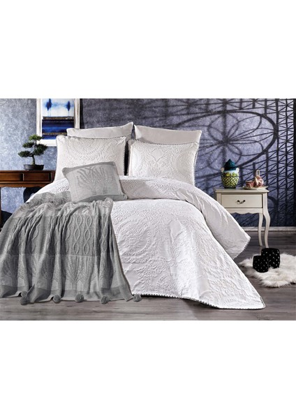 Motiva Çift Kişilik Yatak Örtüsü Seti Gri