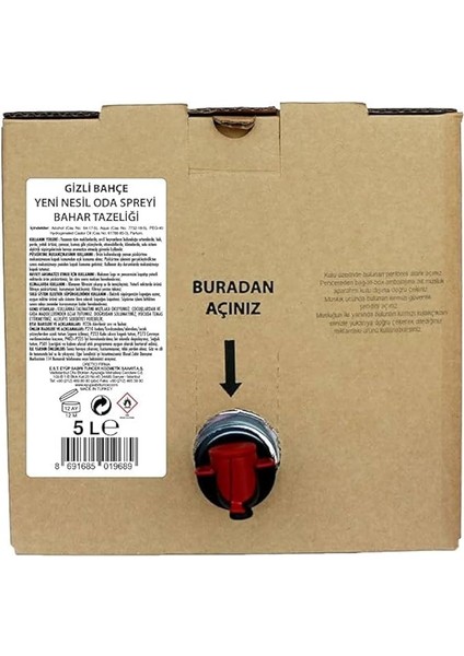 Bahçe Yeni Nesil Oda Spreyi Japon Kiraz Çiçeği 5 Lt Bag In Box Endüstriyel