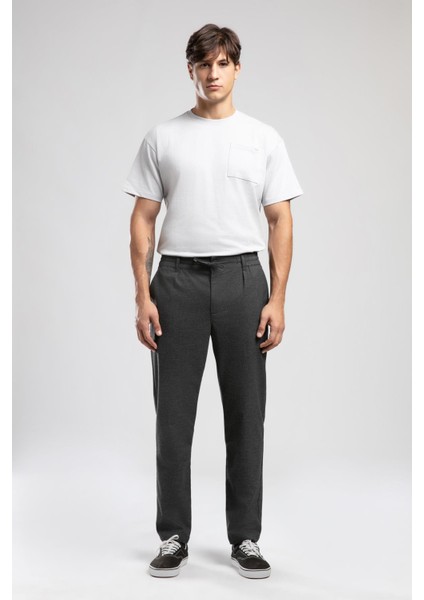 Matteos Normal-Yüksek Bel Bol Düz Kesim Düz Paça Gri Erkek Pantolon