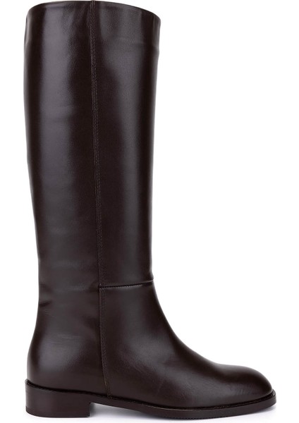 Kadın Hakiki Deri Kahverengi Klasik Çizme 33 12005 Bn Czm SK25-26 Kahve Derı