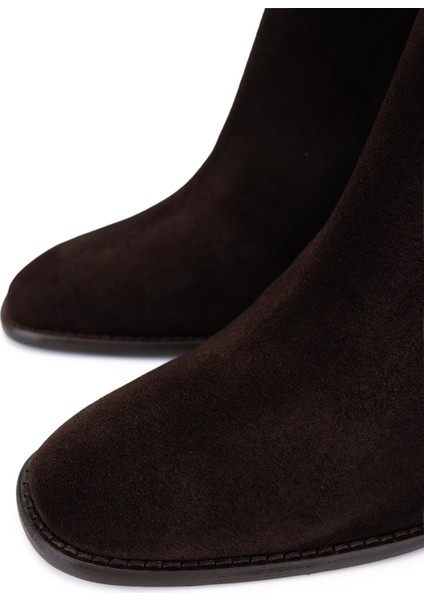 Kadın Hakiki Deri Kahverengi Süet Topuklu Bot 33 5520 Bn Bot SK25-26 Kahve Suet modelleri