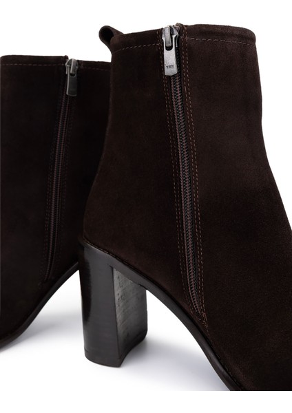 Kadın Hakiki Deri Kahverengi Süet Topuklu Bot 33 5520 Bn Bot SK25-26 Kahve Suet indirimleri