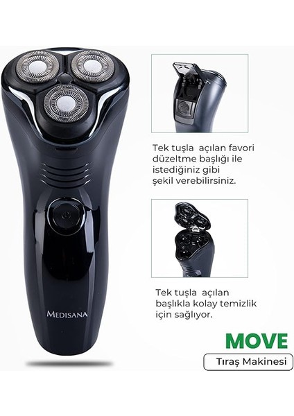 MD-7803 Move Çift Yönlü Kablolu Kablosuz Tıraş Makinası Siyah indirimleri