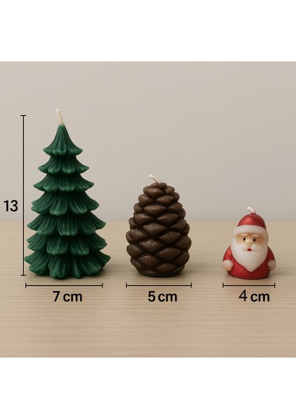 3'lü Set Noel Temalı Dekoratif Mum Seti – Çam Ağacı, Kozalak ve Noel Baba Tasarımlı El Yapımı Süs Mumlar, Loş Işık ve Sıcak Atmosfer Yaratan Şık Masa Dekoru, Yılbaşı Hediyesi indirimleri