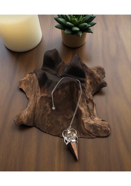 Kaplan Gözü - Kristal Kuvars Doğal Taş Merkaba Model Pandül Sarkaç