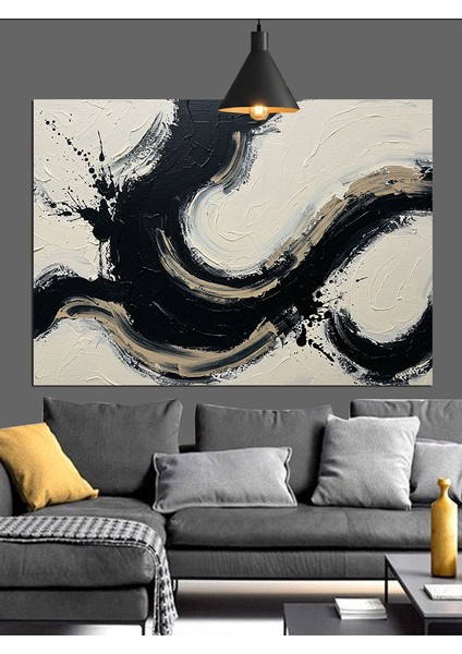 Siyah Beyaz Soyut Sanat Dekoratif Kanvas - Mdf Ahşap Tablo fiyatları