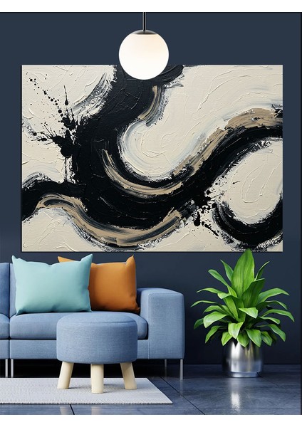 Siyah Beyaz Soyut Sanat Dekoratif Kanvas - Mdf Ahşap Tablo indirimleri