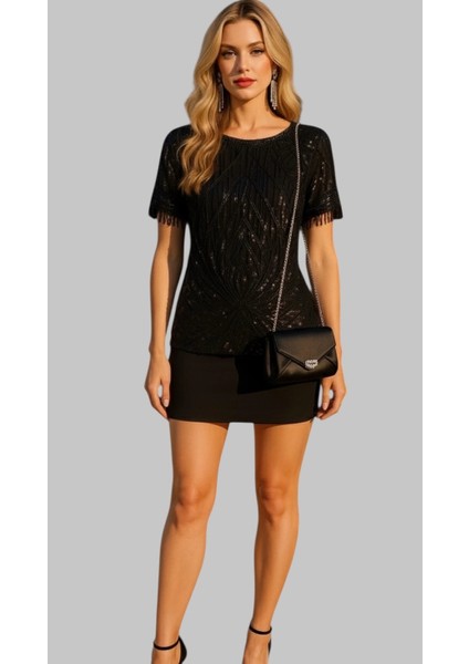 Strada Ithal Tül Işlemeli Arkası Ithal Saten Tasarım Bluz W 2026