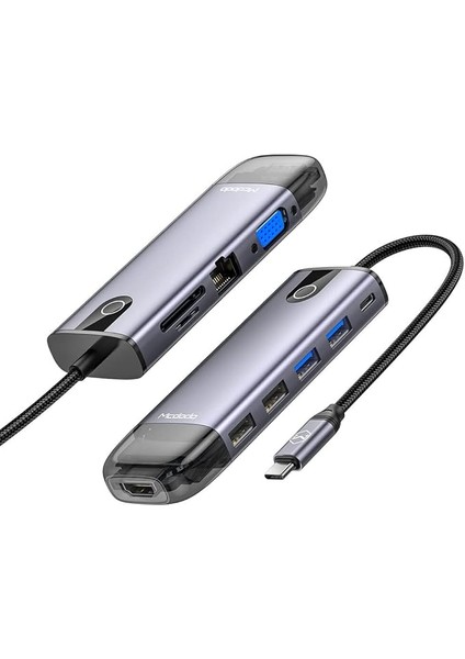 HU-7420 10IN1 USB Hub Çoğaltici-Gri