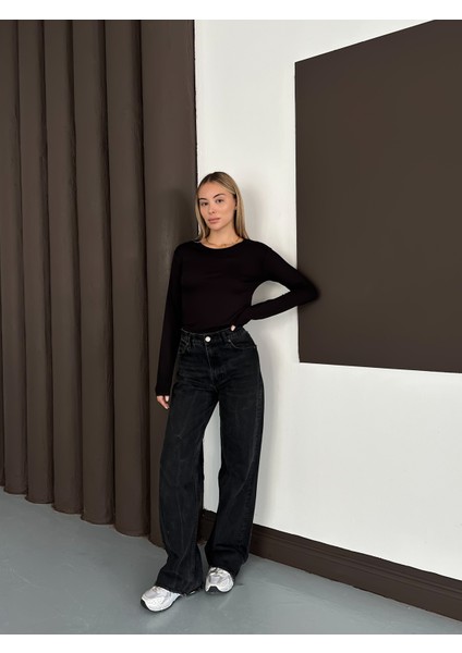 Kadın Uzun Kollu Bisiklet Yaka Penye Body 2'li Set fırsatları