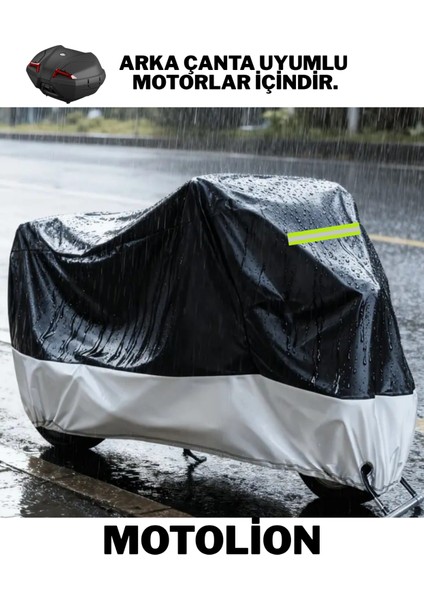 Kymco Xciting 250I Arka Çanta Uyumlu (Gri-Siyah) Parç. Reflektörlü Motosiklet Brandası,örtüsü