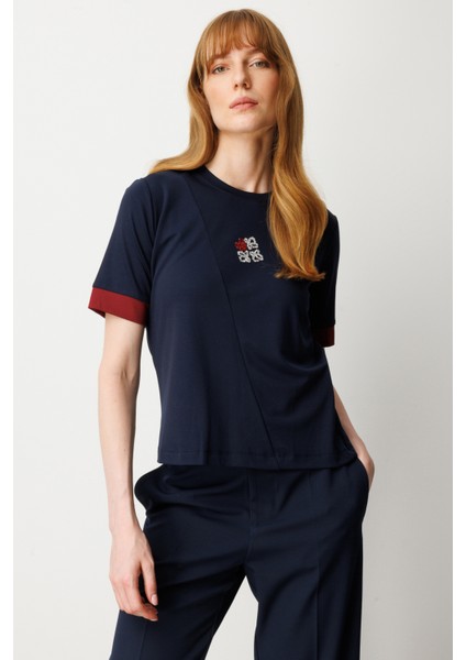 Kadın Önü Taşlı Sıfır Yaka Bluz 61331 Laci-Bordo fiyatları