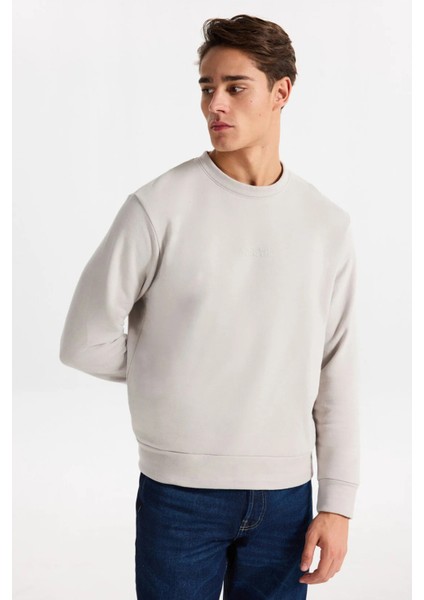 Erkek Jcostance Bisiklet Yaka %100 Pamuk Sweatshirt 12282821 Taş modelleri