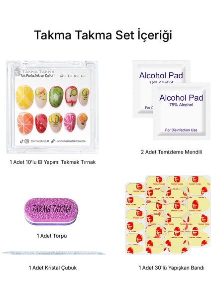 10'lu Renkli Kısa Oval TT1186 Tekrar Kullanılabilir El Yapımı Protez Takma Tırnak - Renkli-M fırsatları