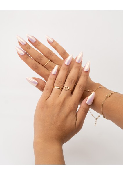 15'li Pembe Uzun Badem TT1445 Tekrar Kullanılabilir El Yapımı Protez Takma Tırnak - Ten Rengi-Pembe-S fiyatları