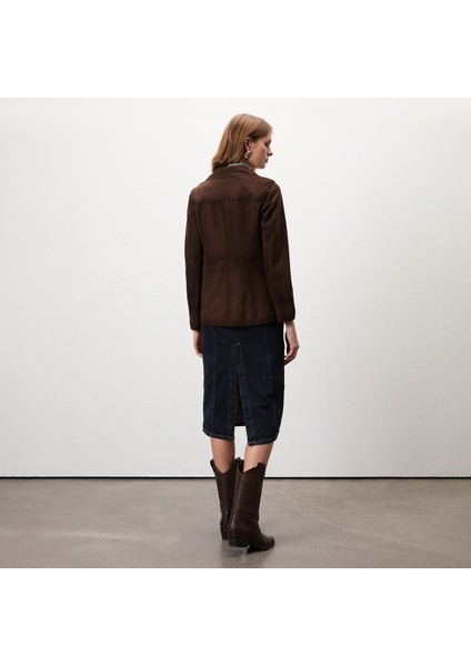 Evangel Kahve Kadın Süet Blazer Ceket fırsatları