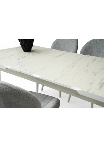 Marmo Ortadan Açılır Büyüyen Yemek Masası Mermer Desenli 80X130CM fırsatları