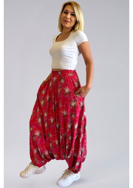 Otantik Viskon Şalvar- Viskon Kumaş Belmando Rahat Kalıp Bohem Otantik Tarzı Cepli Kadın Şalvar