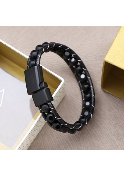 Desenli Oniks Doğaltaşlı Deri Bileklik 9592B2D8M2 fiyatları