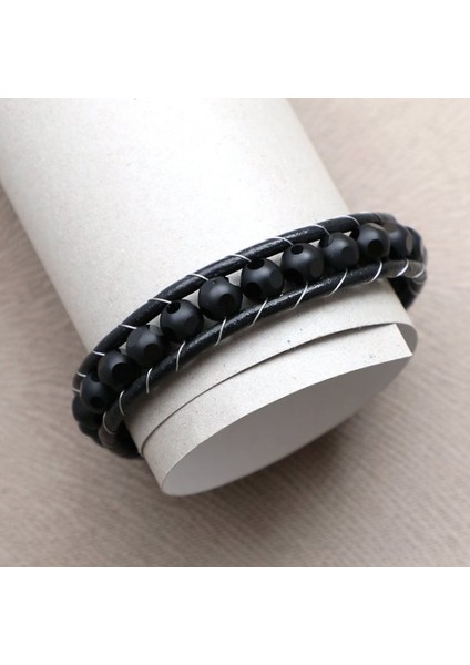 Desenli Oniks Doğaltaşlı Deri Bileklik 9592B2D8M2 modelleri