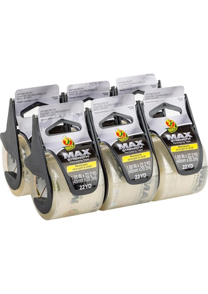 Max Strength Paket Bandı, Dağıtıcılı, Şeffaf, 6 Adet, 4,8 cm x 22 M, 284983