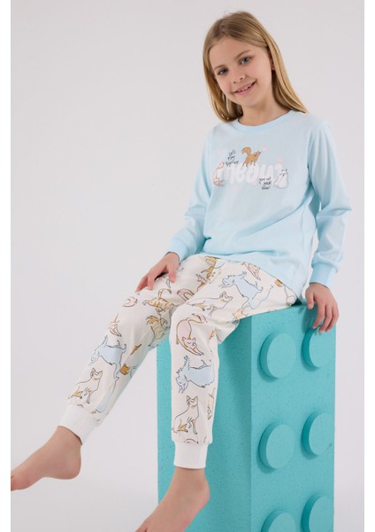 Kız Çocuk Mavi Pijama Takımı