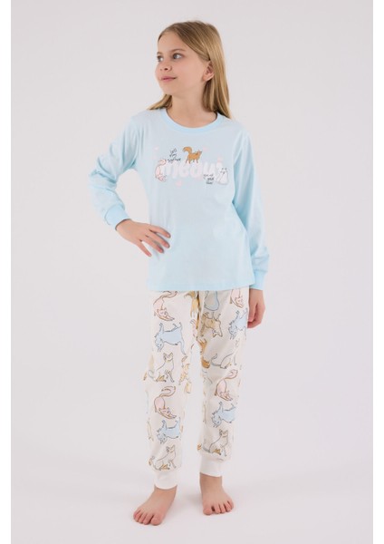 Kız Çocuk Mavi Pijama Takımı modelleri