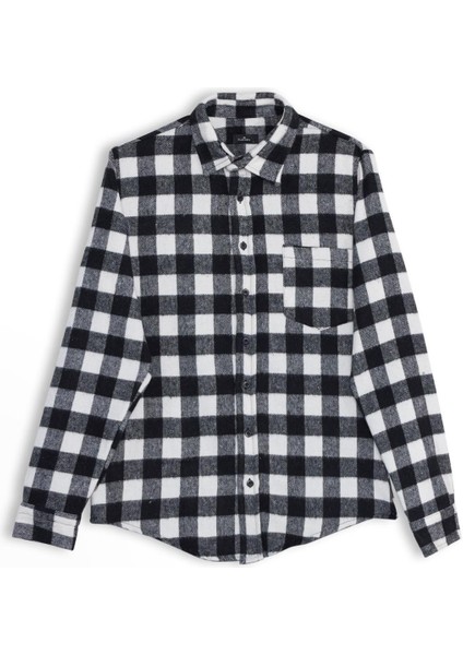 Erkek Slim Fit Dar Kesim Uzun Kollu Cepli Kareli Dama Desenli Kışlık Oduncu Gömlek