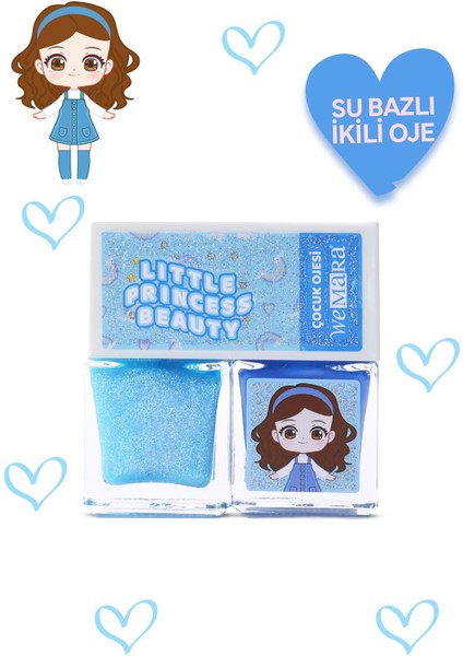 Wemara Lıttle Prıncess Su Bazlı Mavı Oje & Glıtterlı Oje Mavı Set 2 Lı (2*8 Ml)