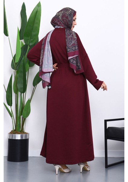 Mürdüm Kuşaklı Üç İplik Elbise fırsatları