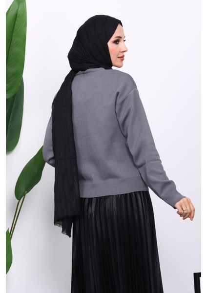 Füme Çift Cepli Fermuarlı Triko Hırka fırsatları