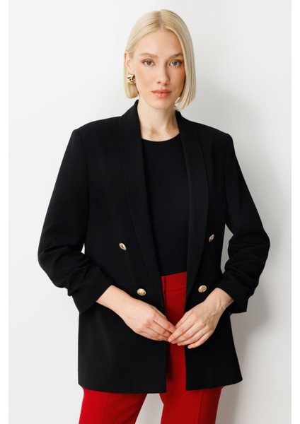 Kadın Kolu Büzgülü Kapak Cepli Ceket 5001 Siyah fiyatları