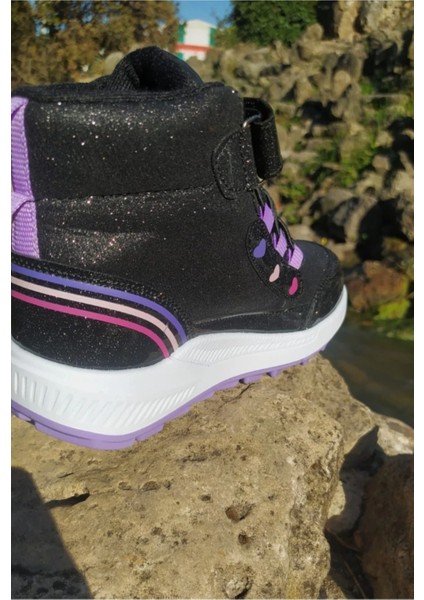 Kız Çocuk Kışlık Kaymaz Taban Su Geçirmez Cırt Cırtlı Yarım Bot