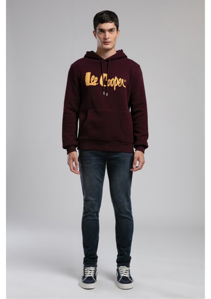 Greg Erkek Kapüşonlu Sweatshirt Mürdüm