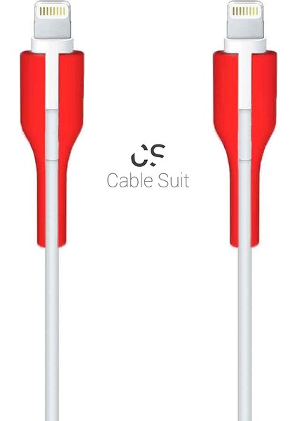 Suit iPhone Lighting, Kablo Koruyucu, Konnektör 2’li (Kırmızı)