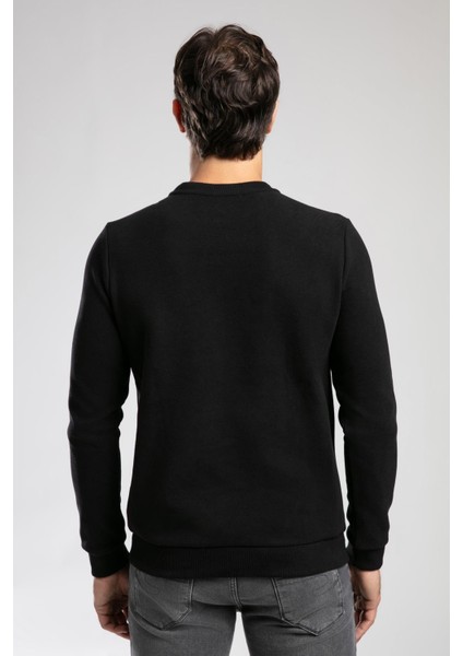 Newdiagonal Erkek O Yaka Sweatshirt Siyah modelleri