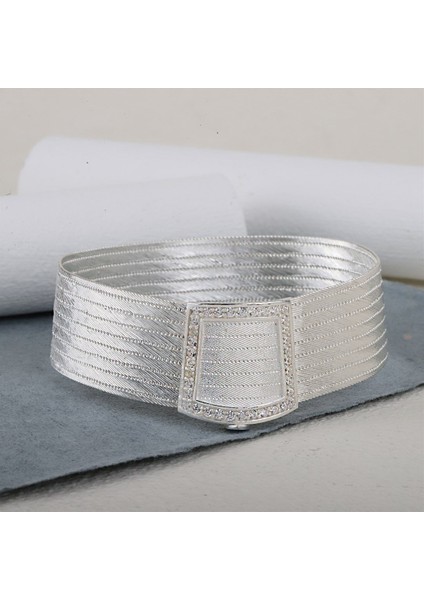 Kadın Gümüş 9 Sıra Trabzon Hasır Tek Sıra Taşlı Bileklik fırsatları