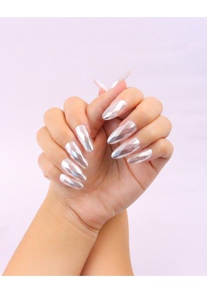 10'lu Beyaz Uzun Badem UBD1465 Tekrar Kullanılabilir El Yapımı Protez Takma Tırnak - Beyaz-S modelleri