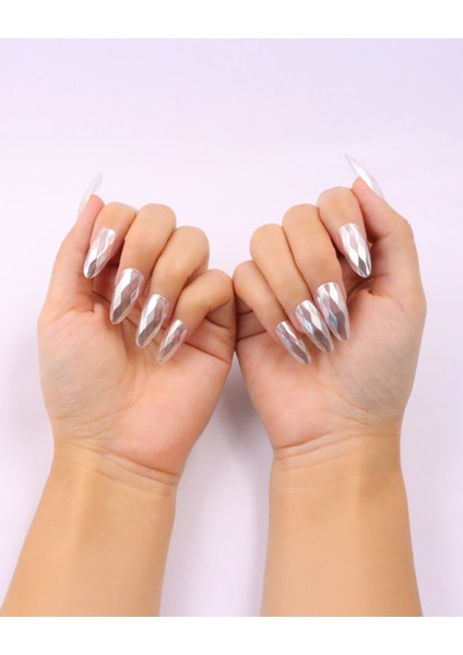 10'lu Beyaz Uzun Badem UBD1465 Tekrar Kullanılabilir El Yapımı Protez Takma Tırnak - Beyaz-S fırsatları