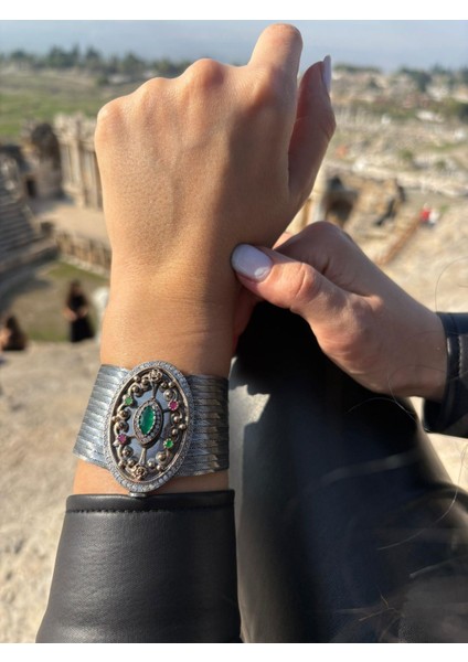 Kadın Gümüş 15 Sıra Oksitli Trabzon Hasır Bileklik fiyatları